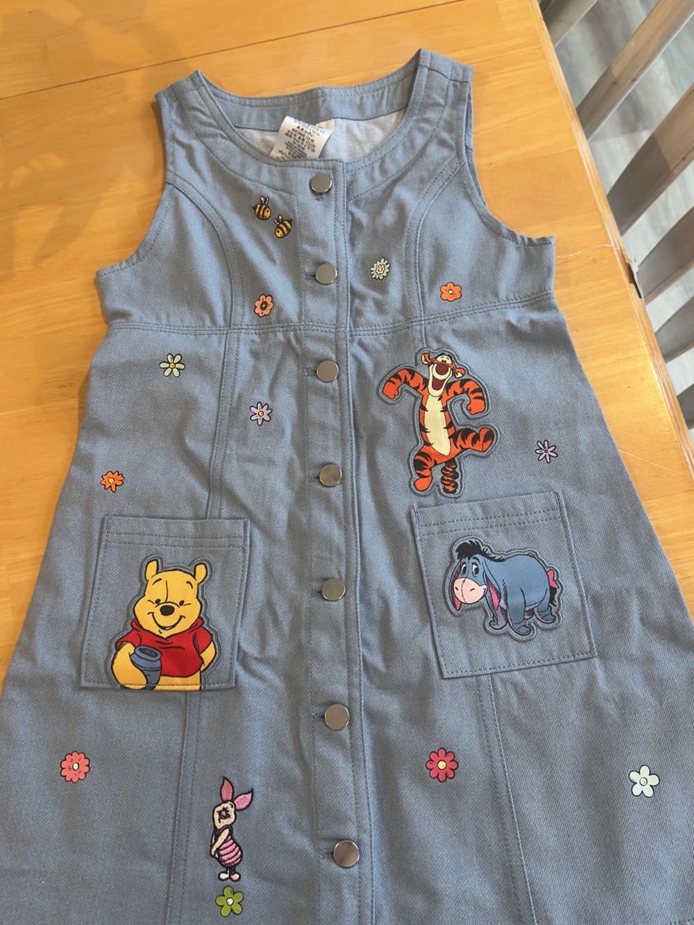 Disney Kids Bottoms Blue with Yellow Bumblebee Embroidery